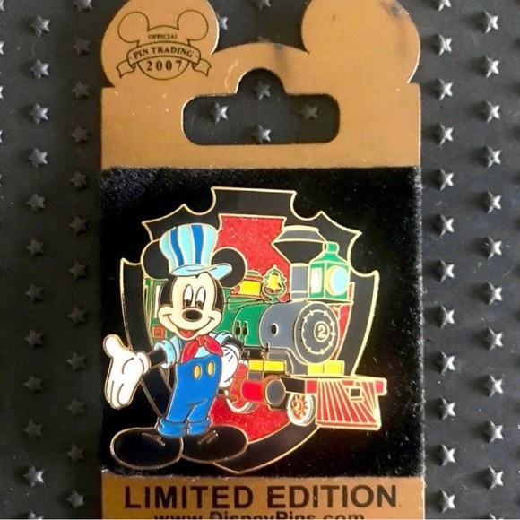 Disney Other - Disney Pin Gold Card Transportation Vehicles Mickey Mouse Train Conductor LE